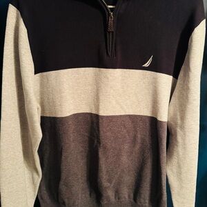 Nautica Men's Black and Gray Zip-Up Sweater